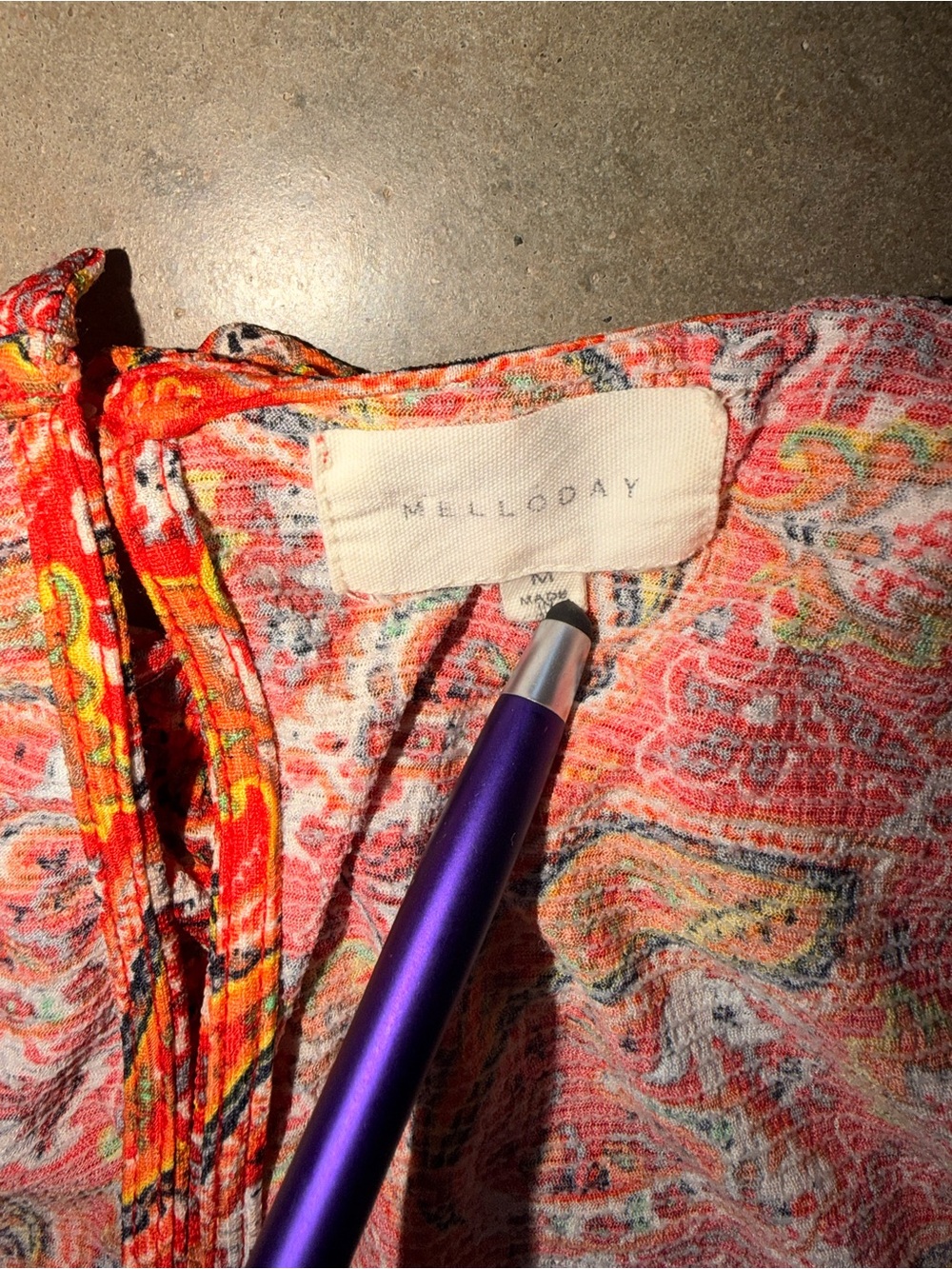 MELLODAY Red Paisley High Neck Sleeveless Blouse Tank Top M - Picture 10 of 12